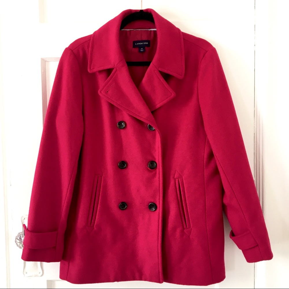 Lands' End Women's Deep Fuchsia Peacoat